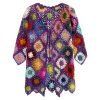 Custom Women's Cotton Hollow Out Cardigan Crocheting Winter Sweater