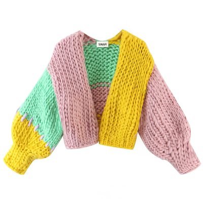 Custom Women's Cotton Crocheted Cardigan V-neck Sweater