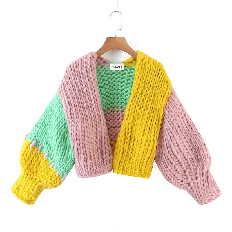 Custom Women's Cotton Crocheted Cardigan V-neck Sweater