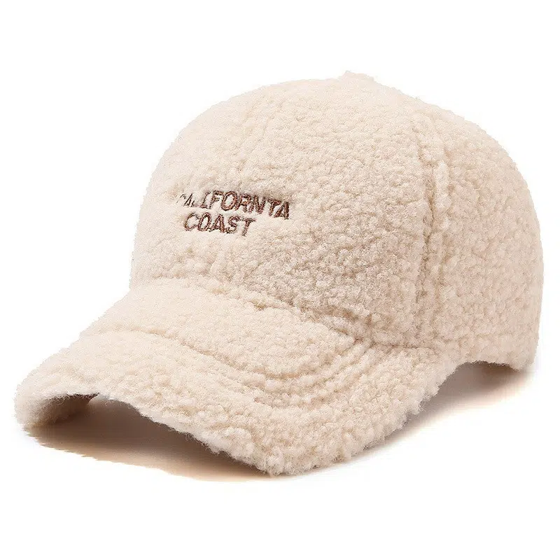 Casquette de baseball d'hiver épaisse en molleton brodé de style coréen en polyester personnalisé