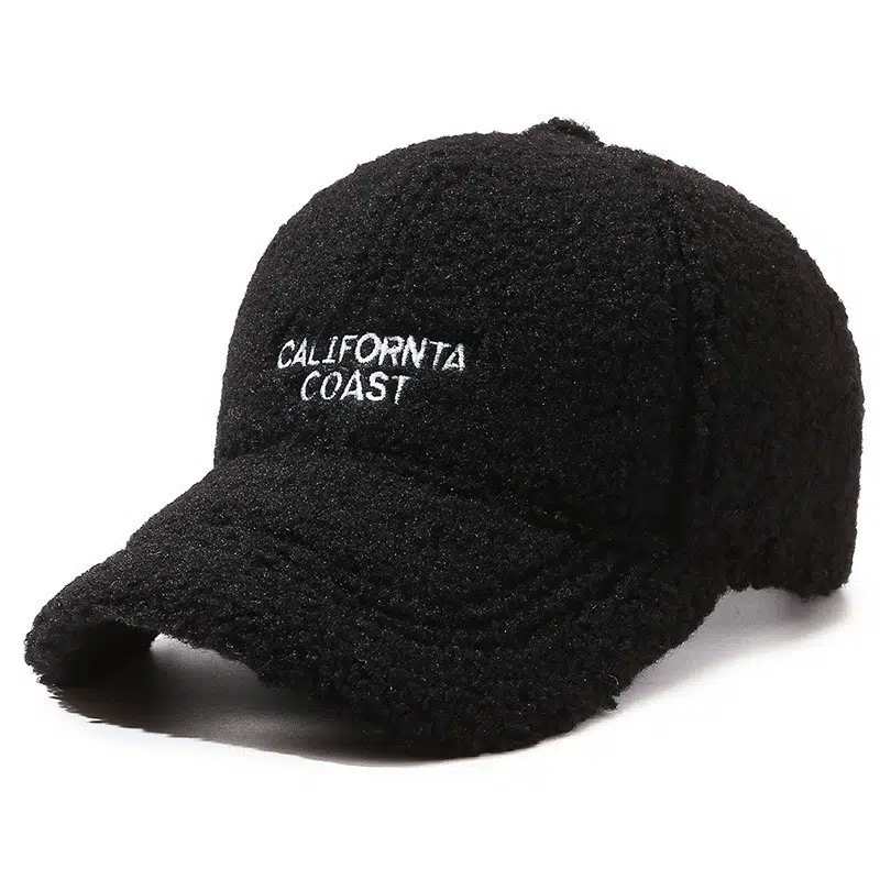 Casquette de baseball d'hiver épaisse en molleton brodé de style coréen en polyester personnalisé