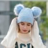 Wholesale Fleece Lined Thicken Cotton Faux Fur Pom Pom Beanie