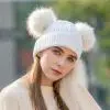 Wholesale Fleece Lined Thicken Cotton Faux Fur Pom Pom Beanie