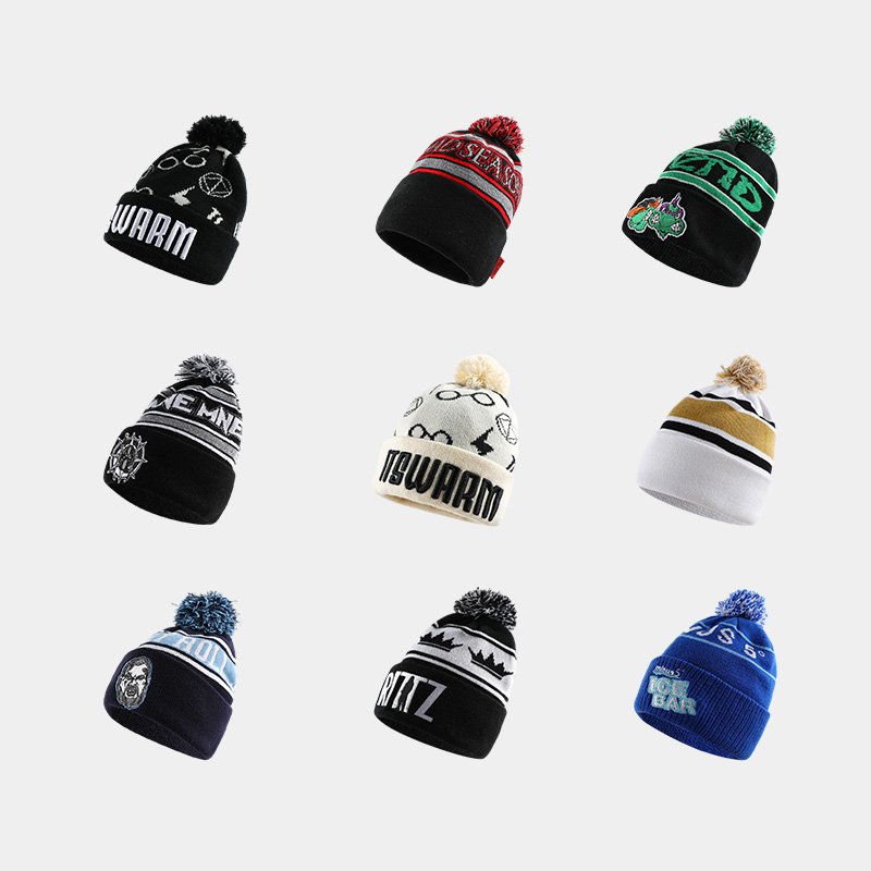 Custom Fashion Cotton Knitted Pom Pom Beanie