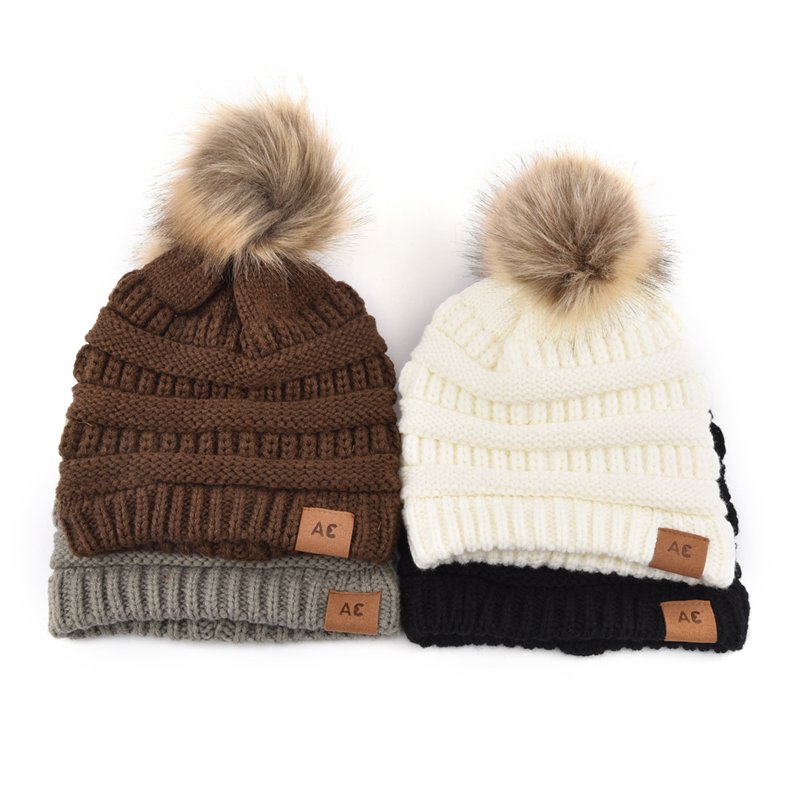Custom Ladies' Acrylic Faux Fur Pom Pom Winter Ski Hat