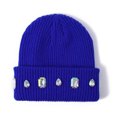 hbeanie4 Wholesale Custom Acrylic Beanie with Pearl Chain & Rhinestone – Warm & Stylish