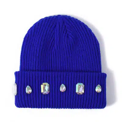 Wholesale Custom Acrylic Beanie with Pearl Chain & Rhinestone – Warm & Stylish