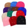 Quality Autumn & Winter 3D Embroidered Acrylic Beanie – Warm Rhinestone Knit Cap for Travel
