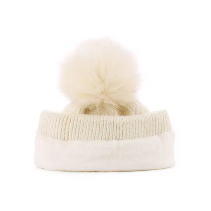 Custom Women's Fleece-Lined Knit Beanie with Rhinestones and Pom Pom