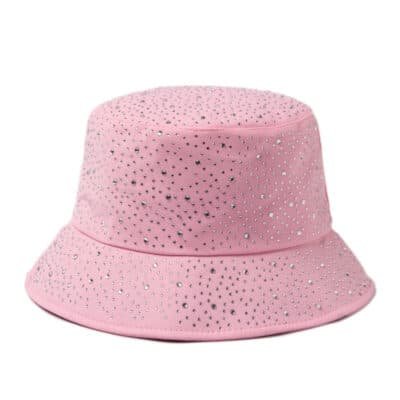 Women's Water Drop Rhinestone Bucket Hat – Cotton Fabric for Spring & Fall