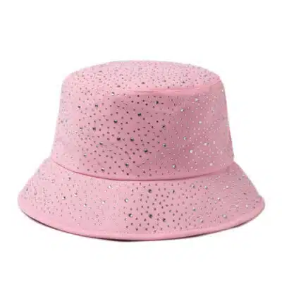 Women's Water Drop Rhinestone Bucket Hat – Cotton Fabric for Spring & Fall