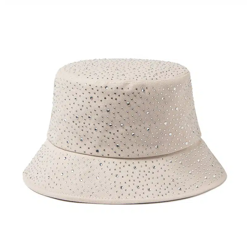 Women's Water Drop Rhinestone Bucket Hat – Cotton Fabric for Spring & Fall