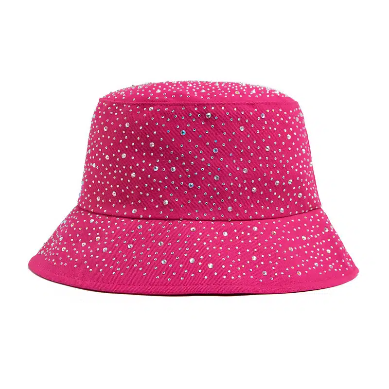 Women's Water Drop Rhinestone Bucket Hat – Cotton Fabric for Spring & Fall