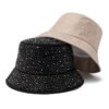 rbucket3 Women's Water Drop Rhinestone Bucket Hat – Cotton Fabric for Spring & Fall