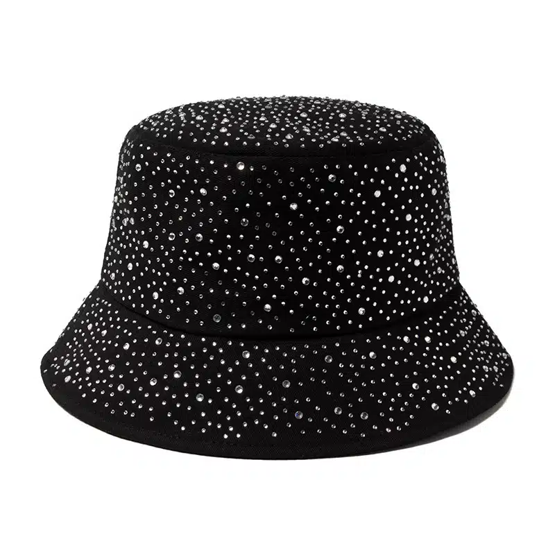Women's Water Drop Rhinestone Bucket Hat – Cotton Fabric for Spring & Fall