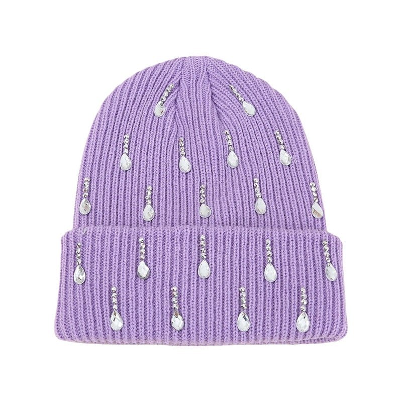 y2k1 Y2K Rhinestone Knit Beanie – Custom Logo Warm Winter Hat