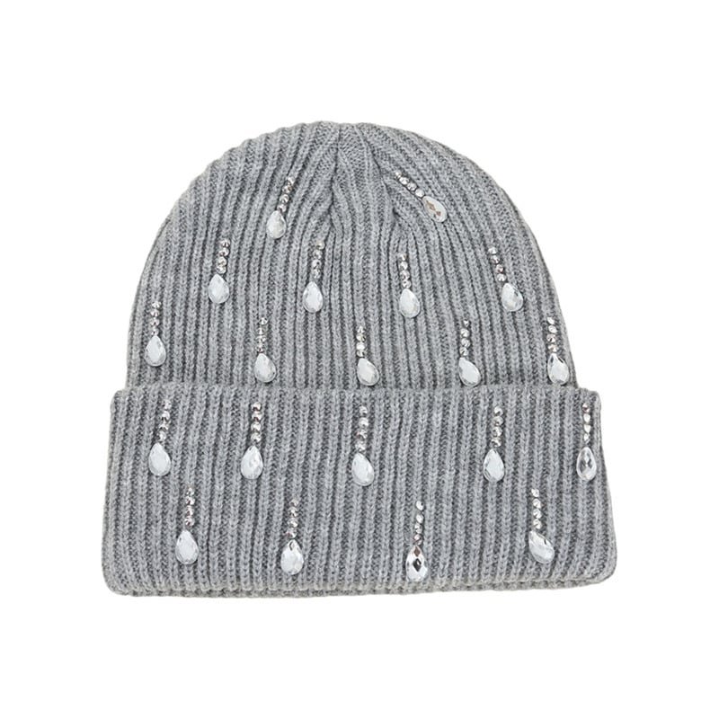 y2k5 Y2K Rhinestone Knit Beanie – Custom Logo Warm Winter Hat