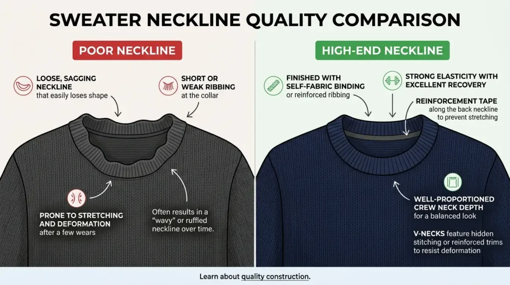 Qualité de l'encolure du pull