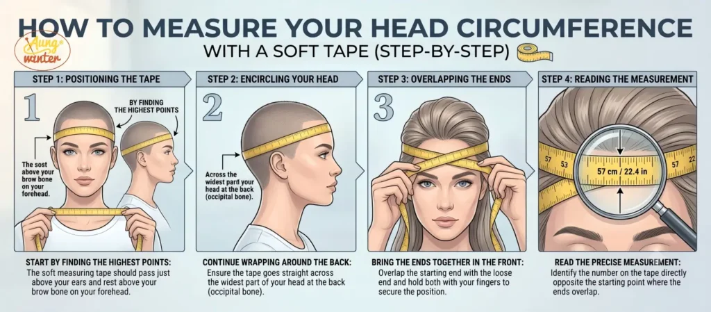 How to Measure Your Head Circumference with a soft tape step by step