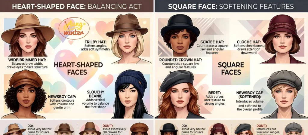 heart-shaped faces and square faces